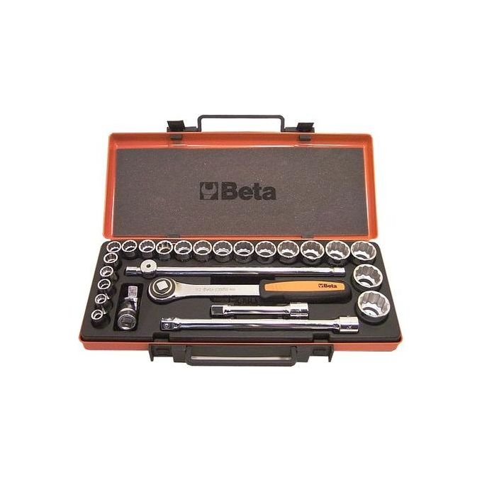 foto del prodotto beta cassetta completa con assortimento chiavi a bussola e cricchetto acciaio cromato - 920b-c20