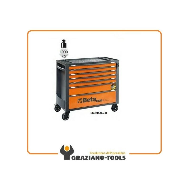 foto del prodotto beta cassettiera mobile con 7 cassetti, con sistema antiribaltamento, modello lungo rscax 7 rsc24axl 7 o orange