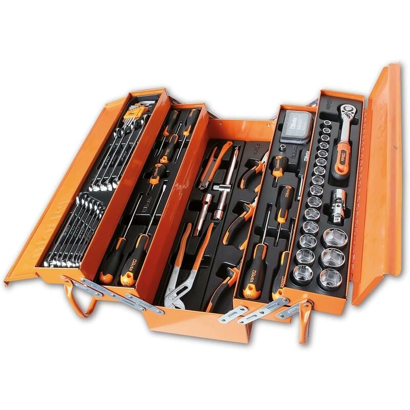 foto del prodotto beta cestello porta attrezzi in lamiera worker 2120l e t91 con 91 utensili per manutenzione generale