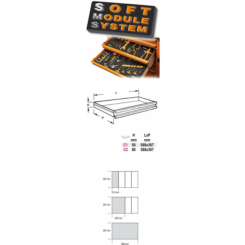 foto del prodotto beta m145 termoformato morbido con assortimento di utensili
