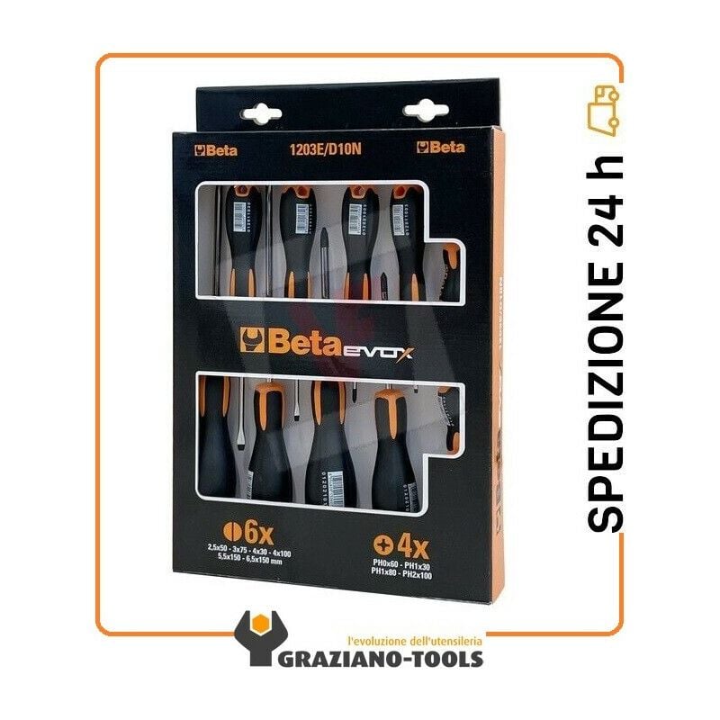 foto del prodotto beta serie di 10 giravite evox art. 1201e, 1202e 1203e d10n