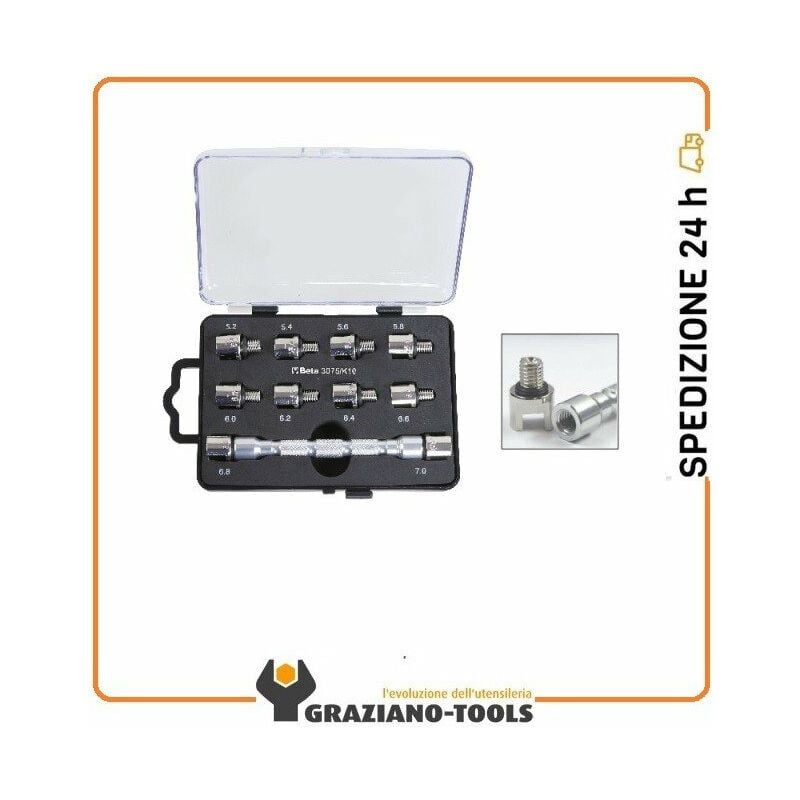 foto del prodotto beta set chiave universale a testina intercambiabile e 10 inserti, per serraggio raggi ruote art 3075 k10