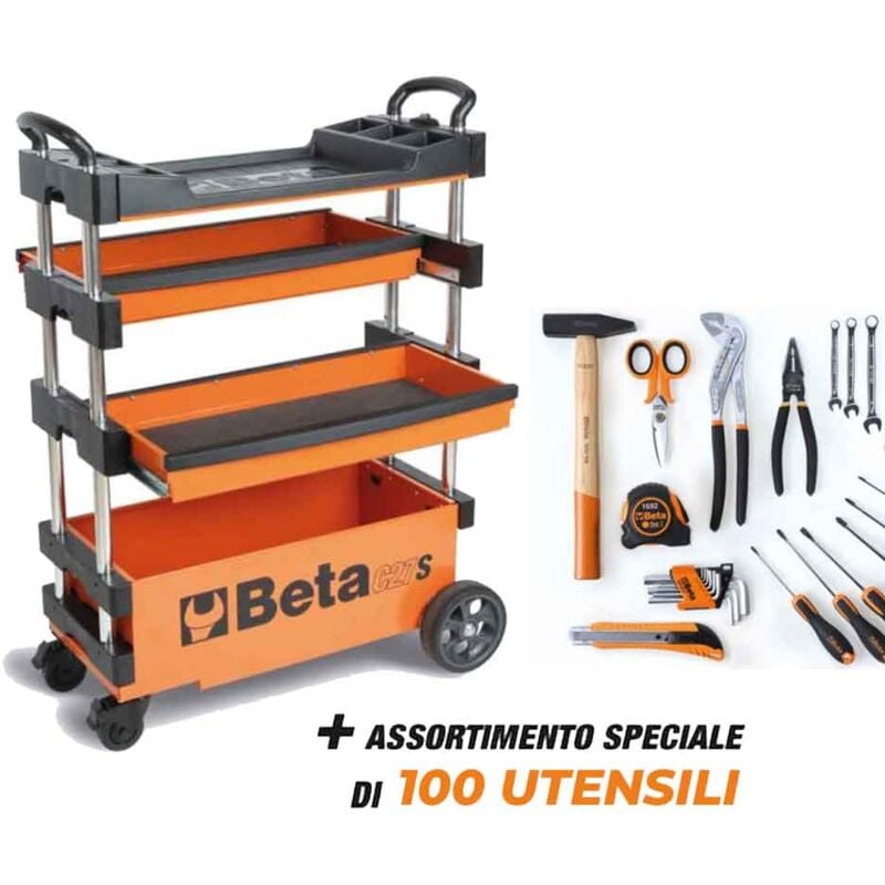 foto del prodotto beta tools beta c27s carrello richiudibile portautensili con 100 utensili