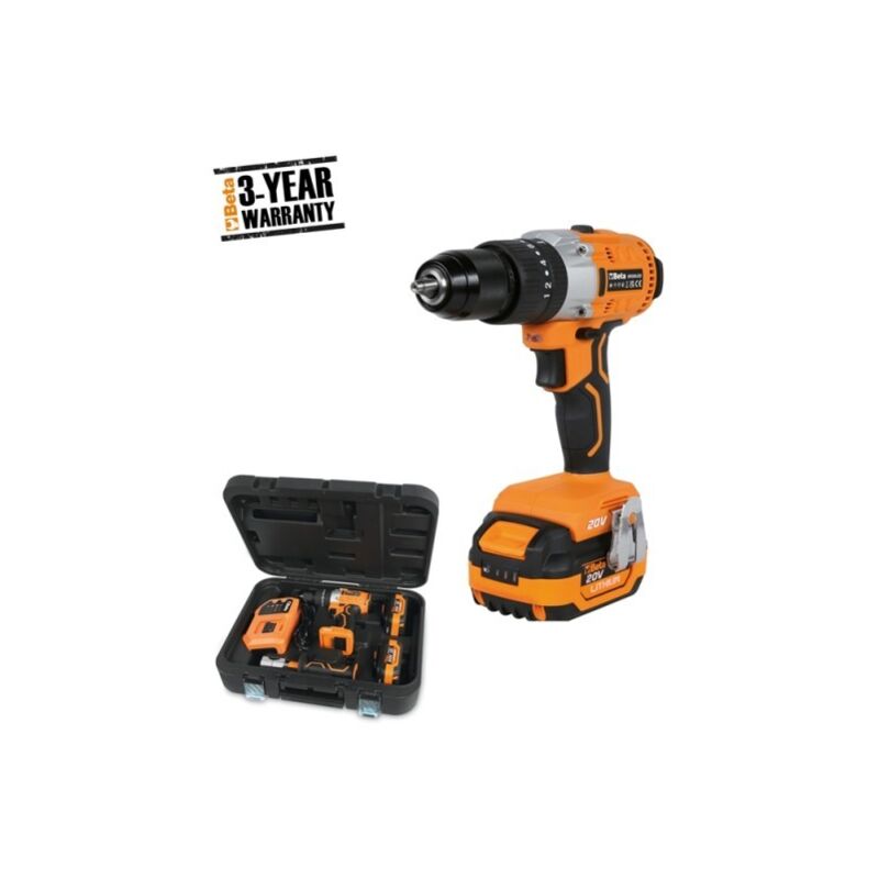 foto del prodotto beta utensili beta kit trapano avvitatore a percussione 20v con 3 batterie