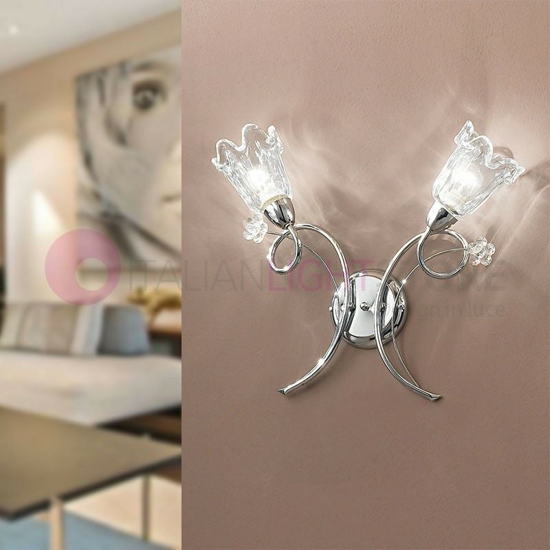 foto del prodotto betta applique lampada a parete a 2 luci cromato moderno