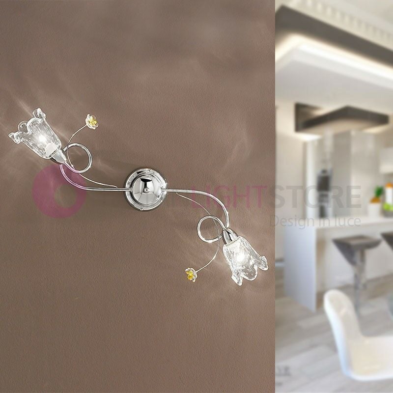 foto del prodotto betta plafoniera a soffitto e parete a 2 luci cromato moderno