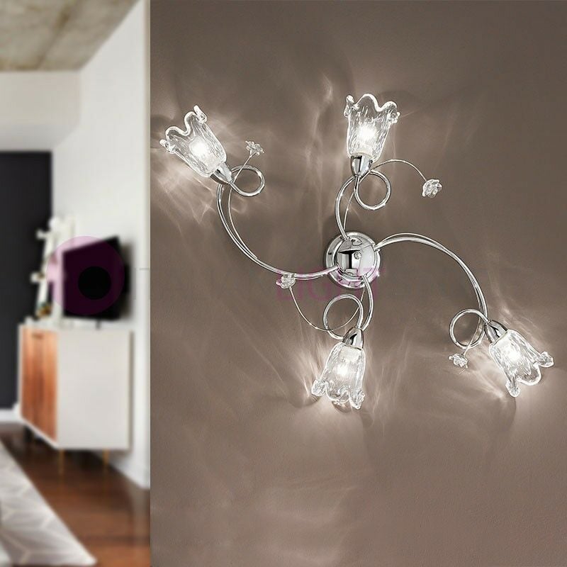 foto del prodotto betta plafoniera a soffitto e parete a 4 luci cromato moderno