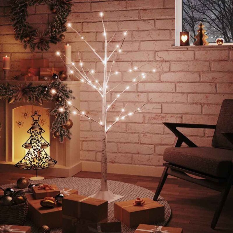 foto del prodotto betulla con led bianco caldo 48 led 120 cm vidaxl