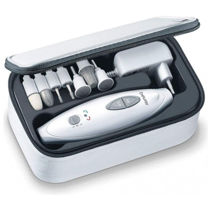 foto del prodotto beurer mp 41 set per manicure e pedicure fresa per unghie a regolazione continua per manicure e pedicure con 7 accessori e luce a led