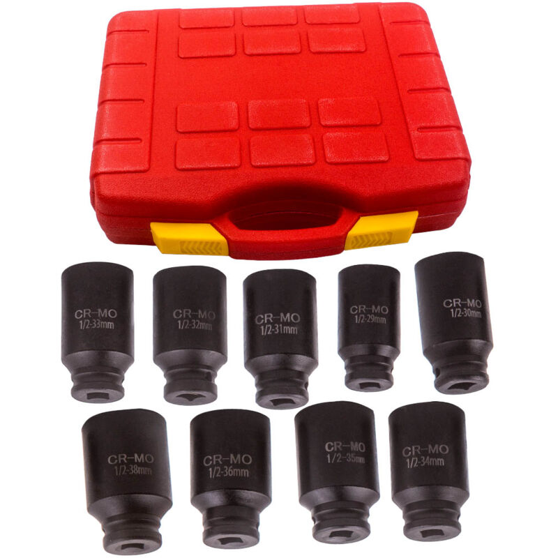 foto del prodotto bfo 1 2 drive 29mm 38mm sockets 6 sided deep impact socket set alloy steel 9pcs