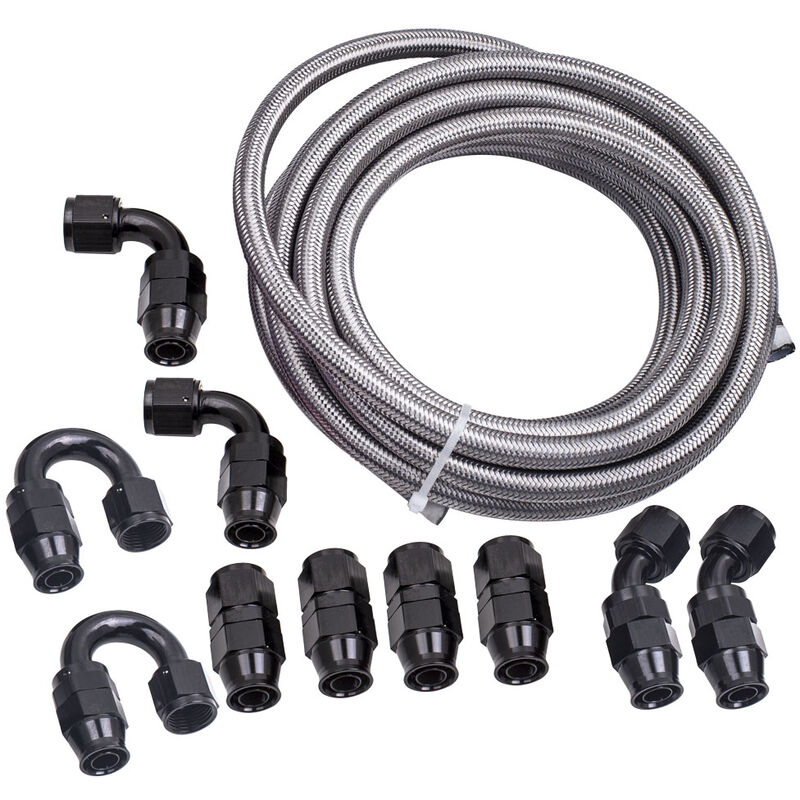 foto del prodotto bfo 10an an10 edelstahl ptfe kraftstoffleitung 20ft fitting schlauchsatz schwarz1x 10an an10 nylon stahl geflochtene lkraftstoff linie schlauch