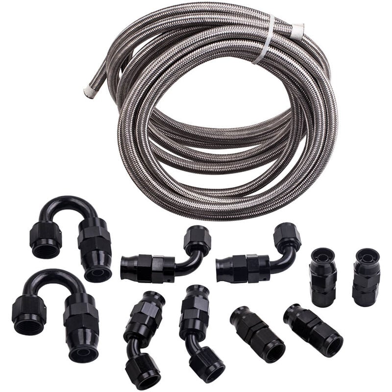 foto del prodotto bfo 10pcs an6 an 6 fuel hose end fitting braided ptfe e85 ethanol oil gas line kit