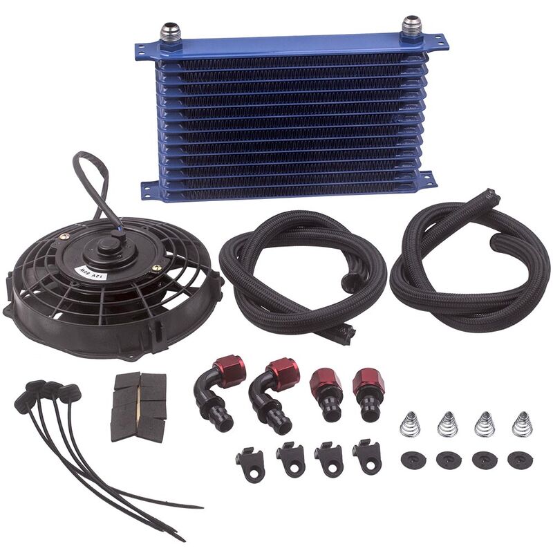foto del prodotto bfo 13 row trust oil cooler thermostat sandwich plate kit 7 electric cooling fan
