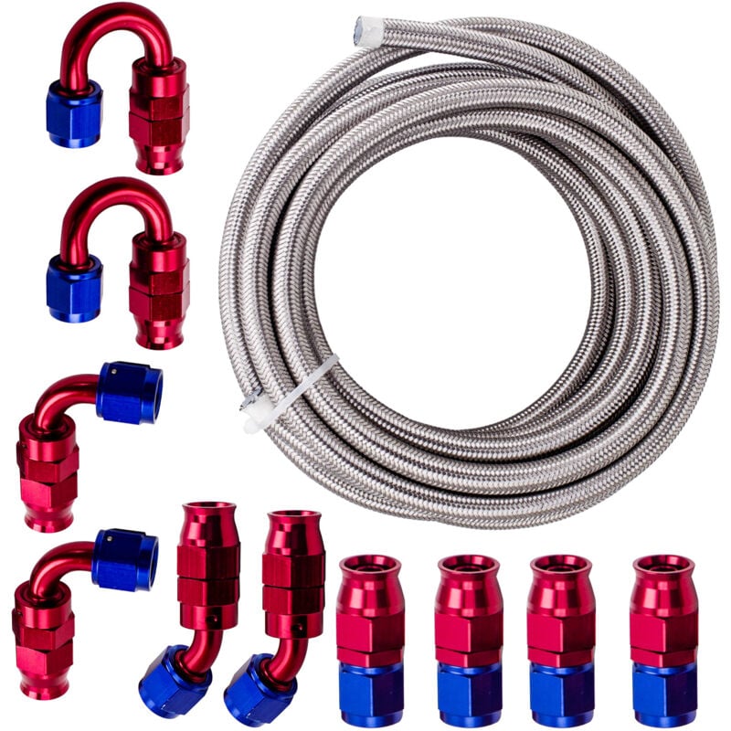 foto del prodotto bfo 20ft an8 8an ptfe stainless steel braided gas oil line hose an8 fitting ends kit