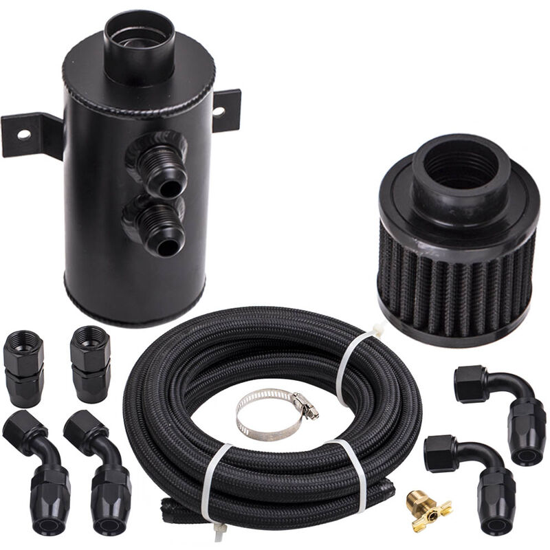 foto del prodotto bfo aluminium lsammeltank mit filter 0,75 l 3 m geflochtener nylonschlauch an10aluminiumlsammeltank mit filter 0,75 l 3 m geflochtener