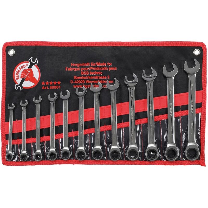 foto del prodotto bgs do it yourself chiavi combinate a cricchetto set di 12 chiavi bgs bergland da 8 a 19 mm