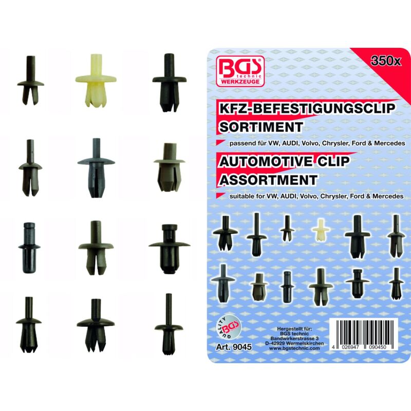 foto del prodotto bgs technic assortimento 350 clip di montaggio, vw, audi, ford, merced