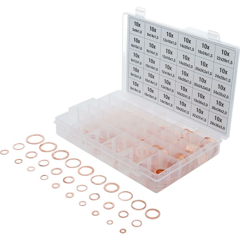 foto del prodotto bgs technic assortimento anelli di tenuta rame 300 pz.
