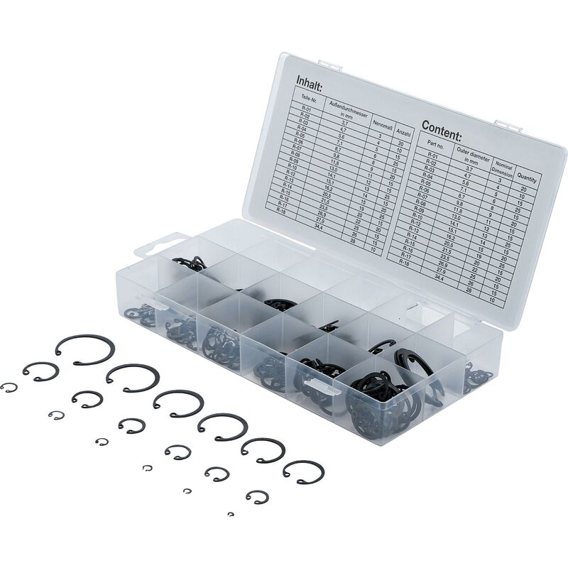 foto del prodotto bgs technic assortimento anelli seeger interni anelli d arresto 3 32 mm 300 pz.