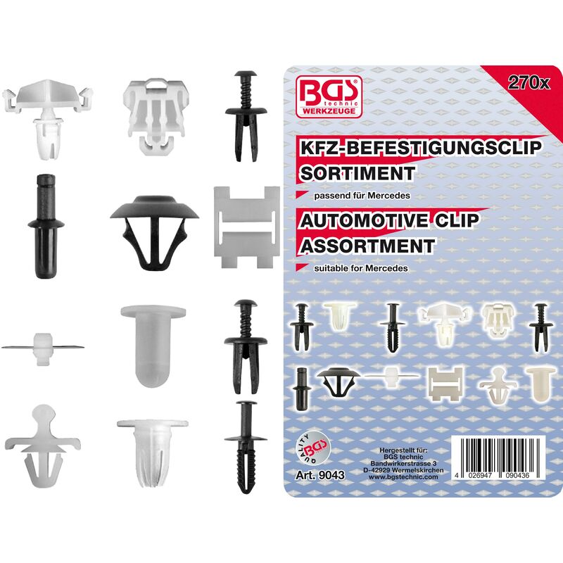 foto del prodotto bgs technic assortimento clip di fissaggio per mercedes benz 270 pz.