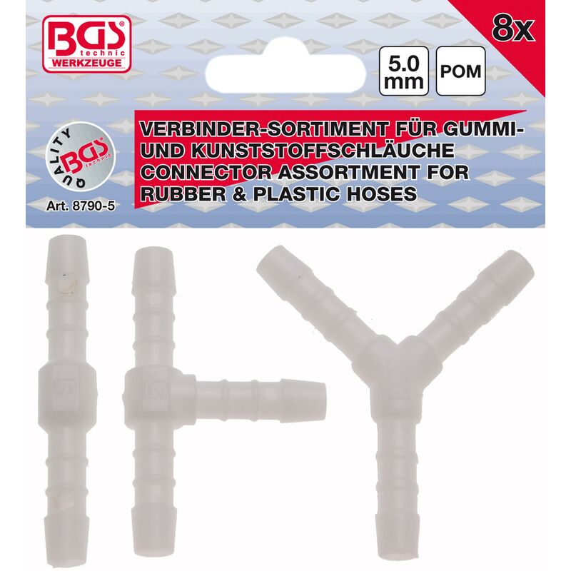 foto del prodotto bgs technic assortimento connettori per tubi per linee alimentazione 5 mm 8 pz.