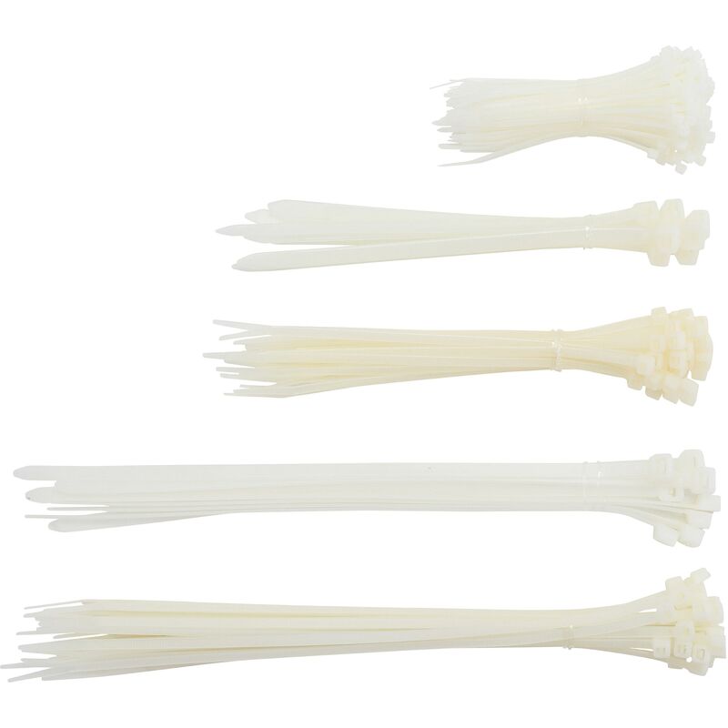 foto del prodotto bgs technic assortimento fascette per cavi bianche 100 300 mm 250 pz.