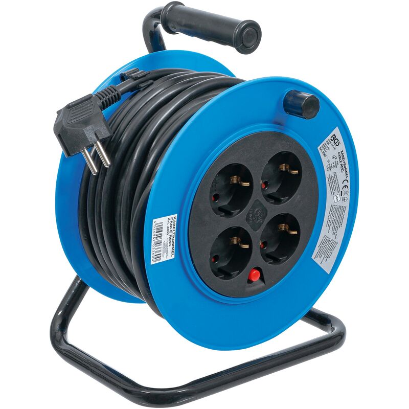 foto del prodotto bgs technic avvolgicavo 15 m 3 x 1,5 mm 4 prese ip 20 3000 w