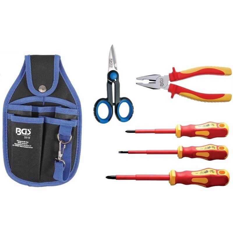 foto del prodotto bgs technic bgs 35850 set assortimento 6 pezzi utensili elettricista porta utensili cintura