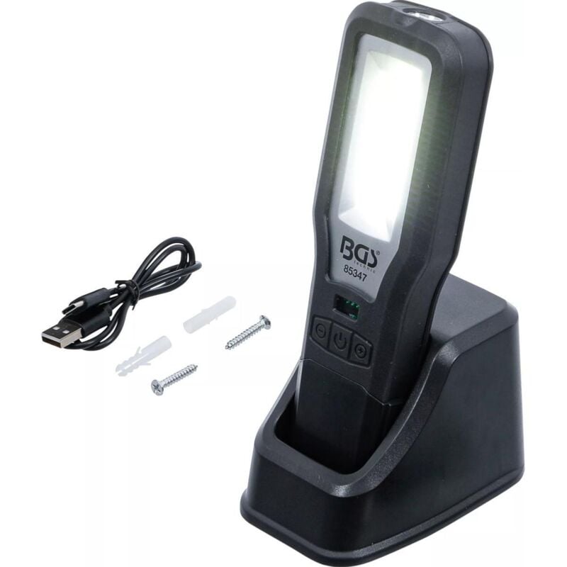 foto del prodotto bgs technic bgs cob led luce da lavoro regolabile con stazione di ricarica