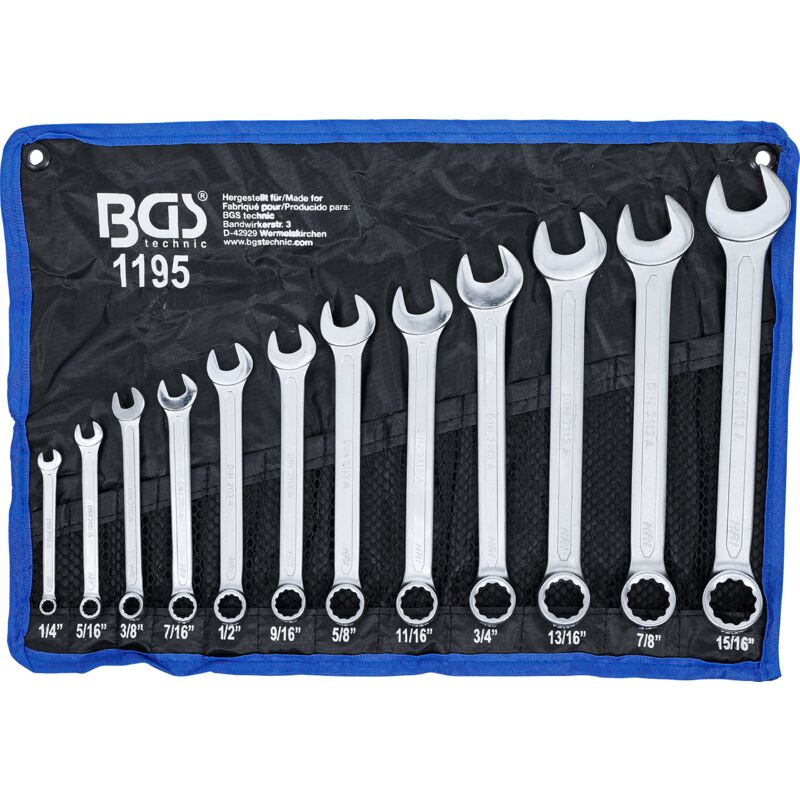 foto del prodotto bgs technic bgs set di chiavi combinate in pollici dimensioni, 1 4 15 16 pollici, 12 pezzi, 1 pezzi, 1195