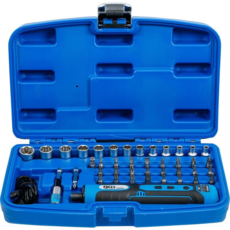 foto del prodotto bgs technic cacciavite a batteria inclusi serie di bussole e inserti 41 pz.