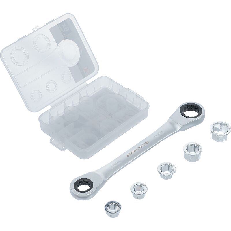foto del prodotto bgs technic chiave combinata a doppio cricchetto con set di adattatori 8 19 mm 6 pz.
