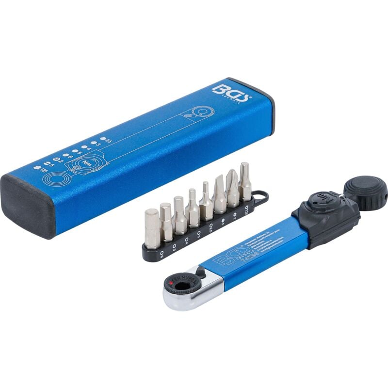 foto del prodotto bgs technic chiave dinamometrica esagono interno 6,3 mm 1 4 2 10 nm con serie di inserti 9 pz.