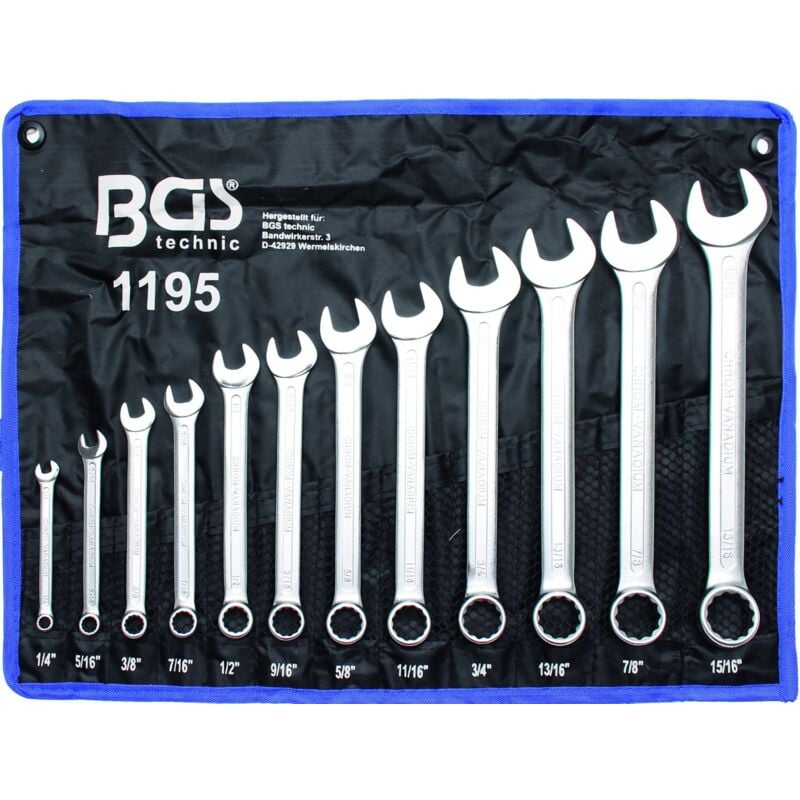 foto del prodotto bgs technic chiavi combinate in pollici, imperiali, us, sae, set di 12 chiavi bgs