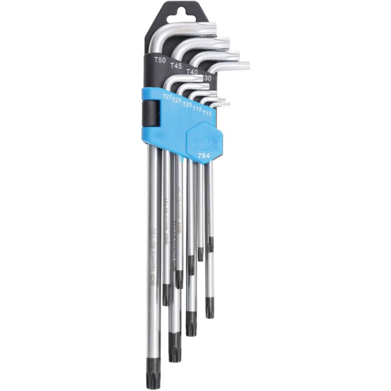 foto del prodotto bgs technic chiavi torx con foro extra lungo presentate in un set di 9 chiavi