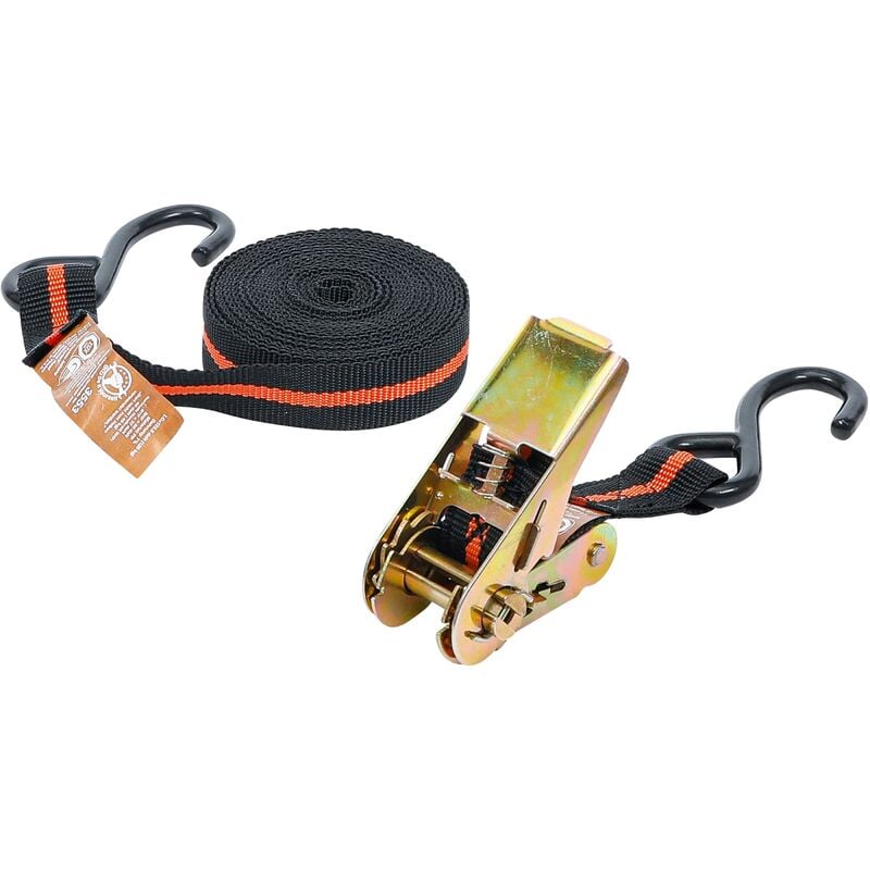 foto del prodotto bgs technic cinghia di carico con tenditore con 2 ganci pesanti 5 m x 24 mm