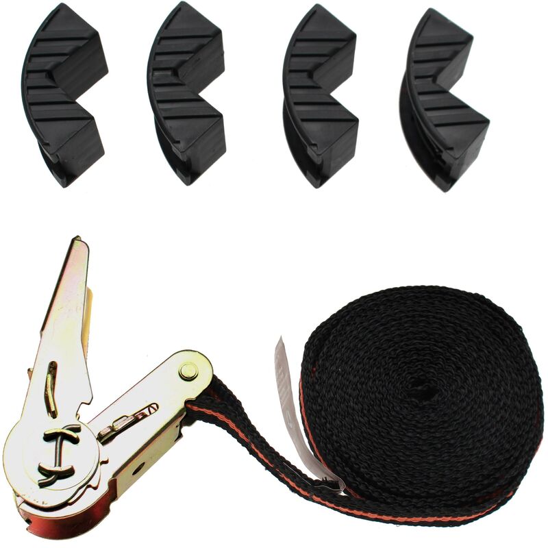 foto del prodotto bgs technic cinghia di carico con tenditore con 4 ganasce di protezione 5 m x 25 mm