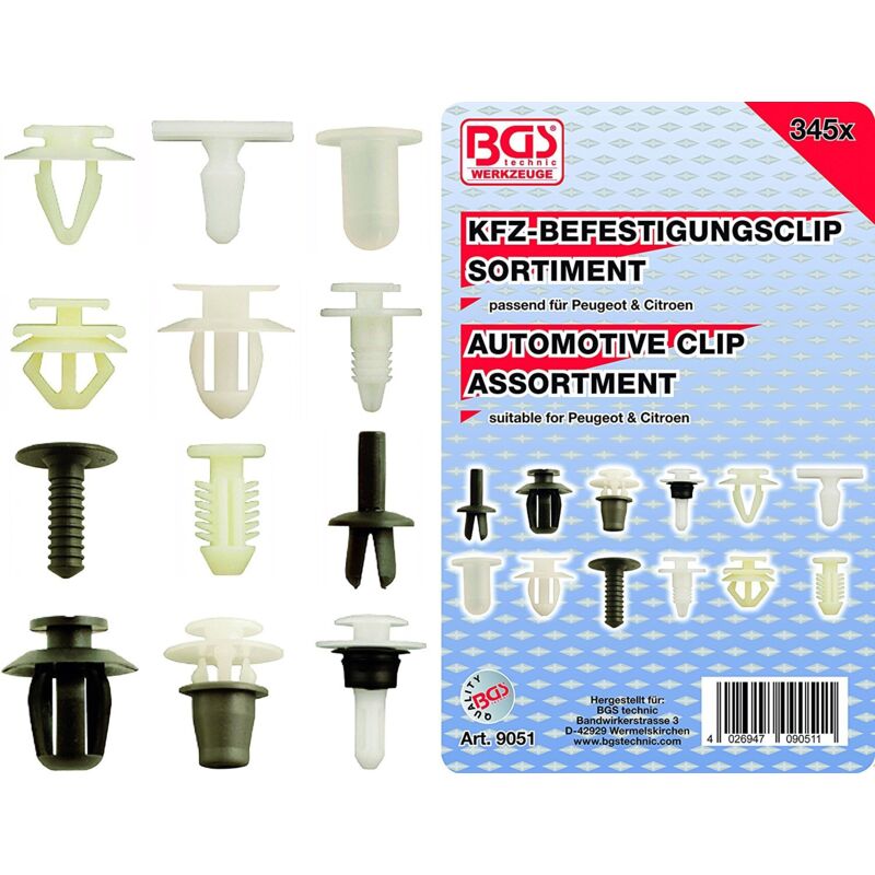 foto del prodotto bgs technic clip di montaggio auto per psa peugeot e citroen 345 pezzi