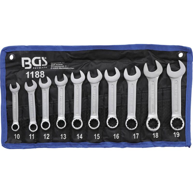 foto del prodotto bgs technic cromo vanadio set di 10 chiavi combinate corte da 10 a 19 mm