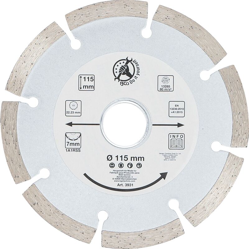 foto del prodotto bgs technic disco da taglio con corona segmentata 115 mm