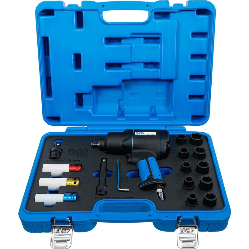 foto del prodotto bgs technic kit avvitatore pneumatico ad impulsi e bussole 12,5 mm 1 2 1200 nm 16 pz.