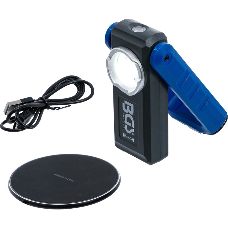 foto del prodotto bgs technic lampada da lavoro a cob led con magnete e gancio pieghevole con indicatore di carica ad induzione