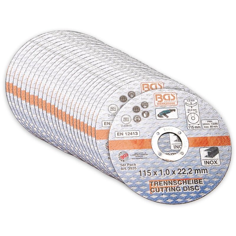 foto del prodotto bgs technic lotto 25 dischi di connessione in acciaio inox 115 x 1,0 x 22,2