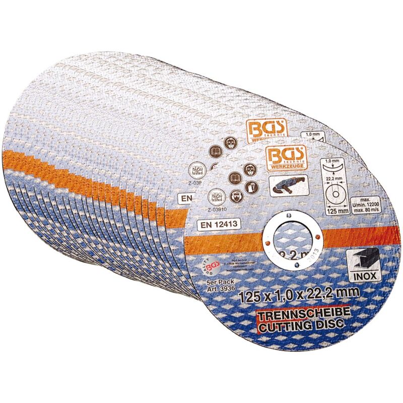 foto del prodotto bgs technic lotto 25 dischi di connessione in acciaio inox 125 x 1,0 x 22,2
