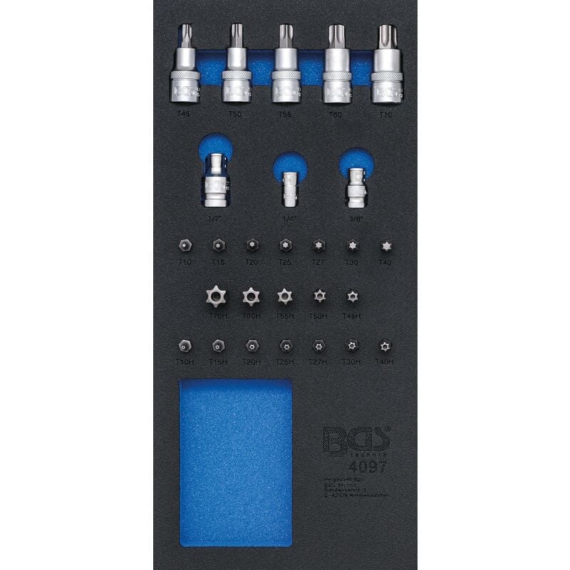 foto del prodotto bgs technic modulo per carrelli portautensili 1 3 assortimento inserti e bussole 27 pz.