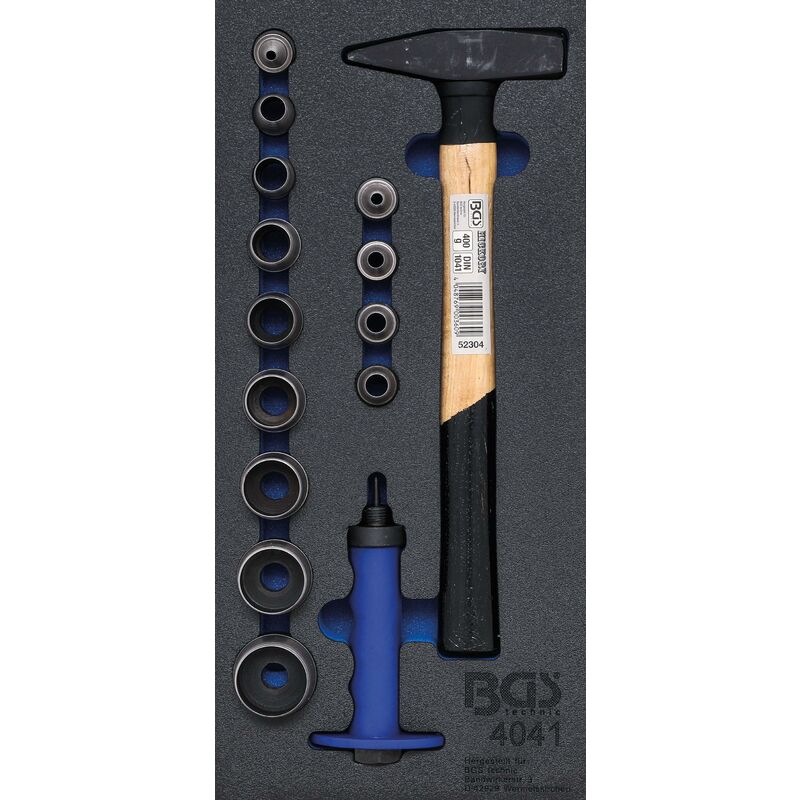 foto del prodotto bgs technic modulo per carrelli portautensili 1 3 fustelle punzone e martello 15 pz.
