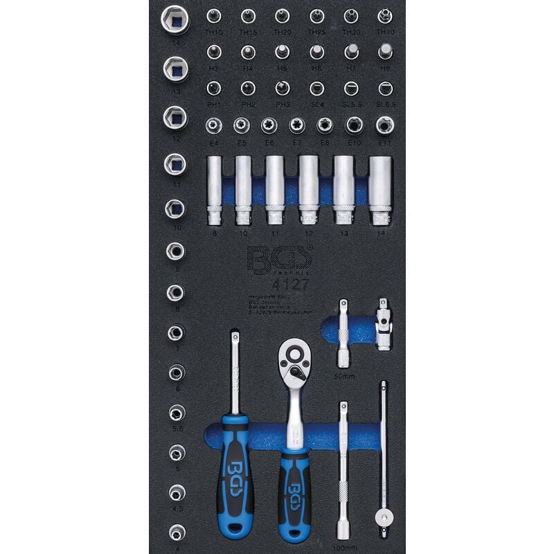 foto del prodotto bgs technic modulo per carrelli portautensili 1 3 serie di bussole 6,3 mm 1 4 50 pz.