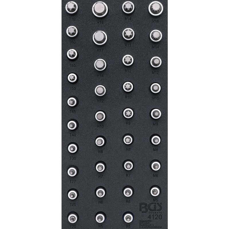 foto del prodotto bgs technic modulo per carrelli portautensili 1 3 serie di bussole diversi profili 36 pz.