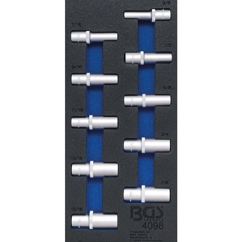 foto del prodotto bgs technic modulo per carrelli portautensili 1 3 serie di bussole esagonali dimensioni in pollici profonde 10 pz.