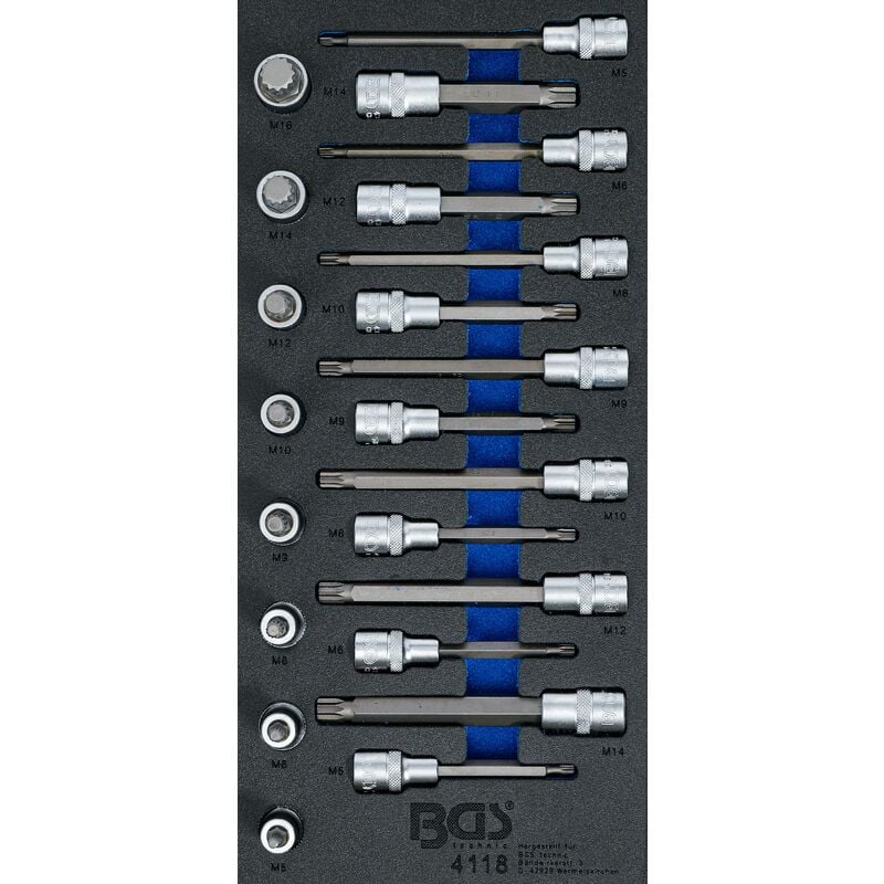 foto del prodotto bgs technic modulo per carrelli portautensili 1 3 serie di bussole poligonale interno per xzn 22 pz.